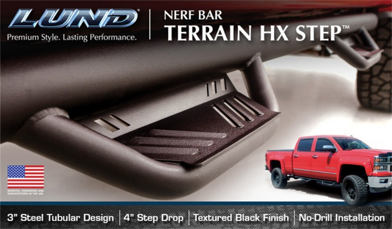 Lund 15-17 Chevy Colorado Crew Cab Terrain HX Step Nerf Bars - Black