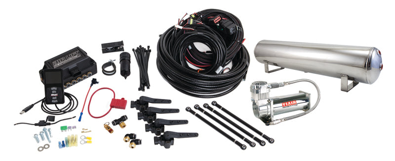 Air Lift Performance 3H (3/8 Air Line 4 Gal 5-Port Polished Aluminum Tank VIAIR 444C Comp)