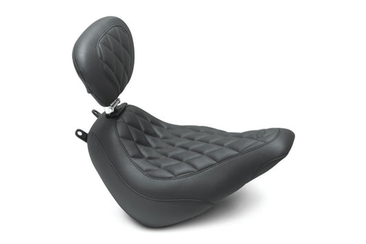 Mustang 18-21 Harley Heritage Classic, Deluxe Wide Tripper Solo Seat w/Driver Backrest - Black