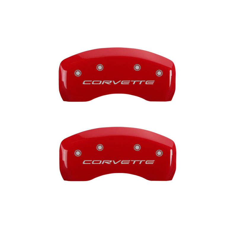 MGP 4 Caliper Covers Engraved Front & Rear C5/Corvette Red finish silver ch