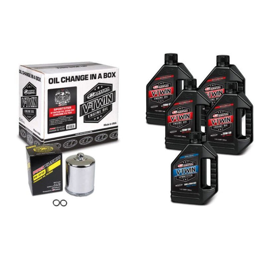 Maxima V-Twin Oil Change Kit Synthetic w/ Chrome Filter Sportster