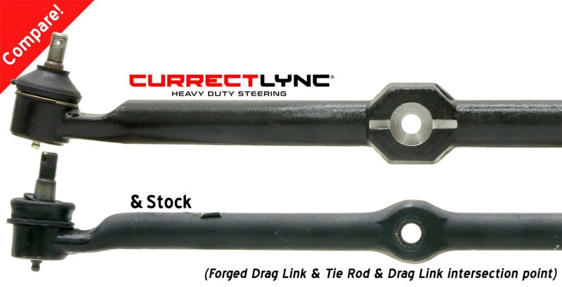 RockJock TJ/LJ/XJ/MJ Currectlync Steering System Bolt-On w/ 1 1/4in Dia. Tie Rod/Forged Drag Link