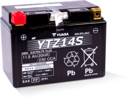 Yuasa YTZ14S Maintenance Free AGM 12 Volt Battery