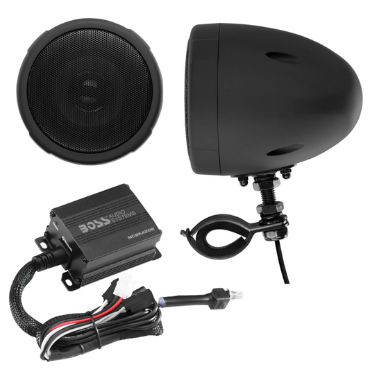 Boss Audio Systems Motorcycle Speaker Amplifier/ Bluetooth/ 3in Speakers Pair- Black