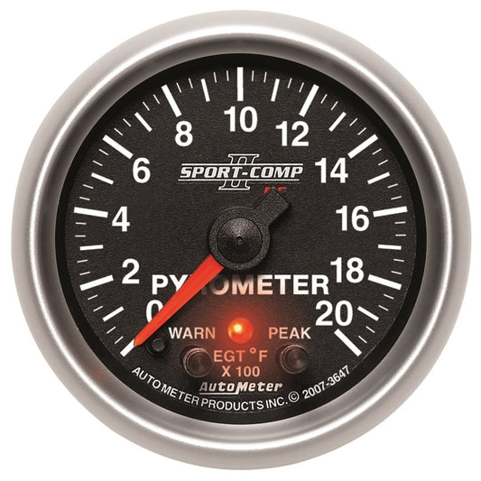 Autometer Elite 52.4mm 0-2000F Pyrometer Peak & Warn w/ Electronic Control Gauge