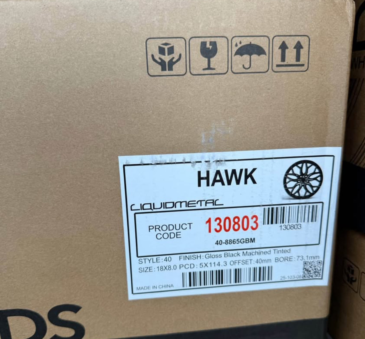 18 inch 5x114 Liquidmetal Wheel 130803 Hawk Gloss Black w/ Machined Face