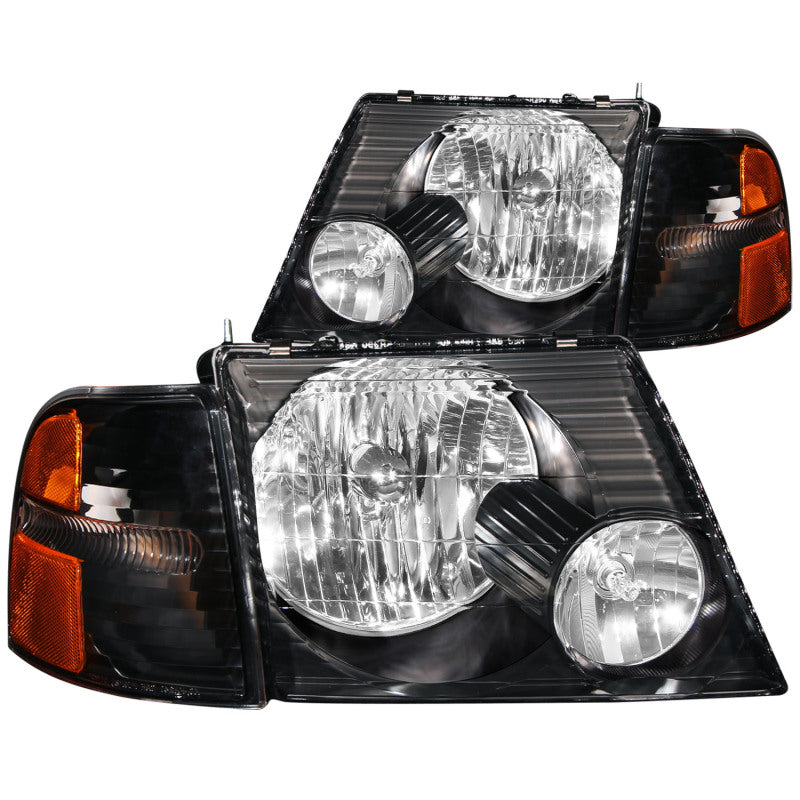 ANZO 2002-2005 Ford Explorer Crystal Headlights Black w/ Corner Lights 2pc