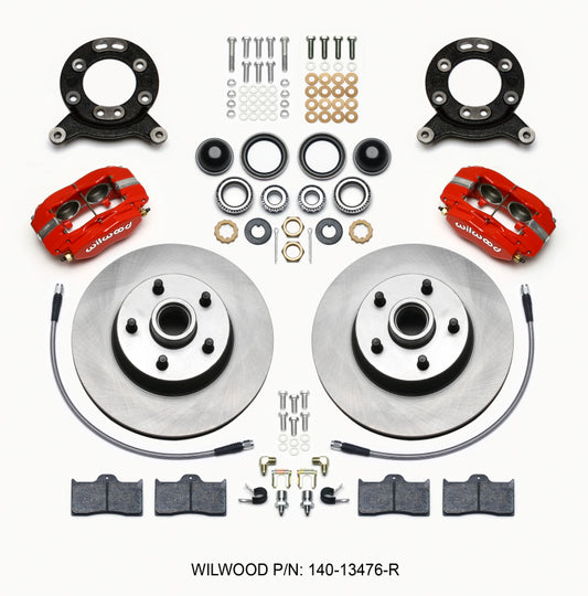 Wilwood Forged Dynalite-M Front Kit 11.30in 1 PC Rotor&Hub Red 1965-1969 Mustang Disc & Drum Spindle