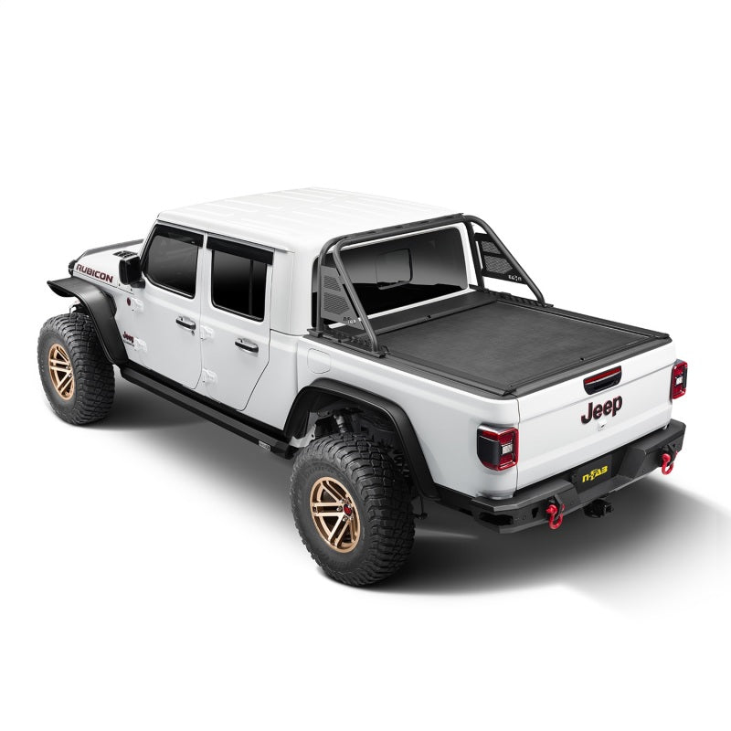 Rugged Ridge 20-22 Jeep Gladiator w/Trail Rail Sys Armis Tonneau Cover w/Max Track - Tex. Blk