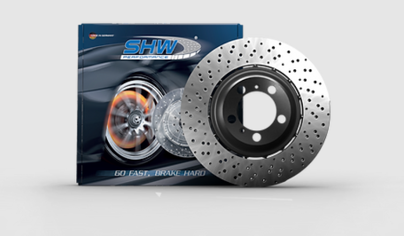 SHW 13-16 BMW M5 4.4L Right Front Cross-Drilled Lightweight Brake Rotor (34112284102)