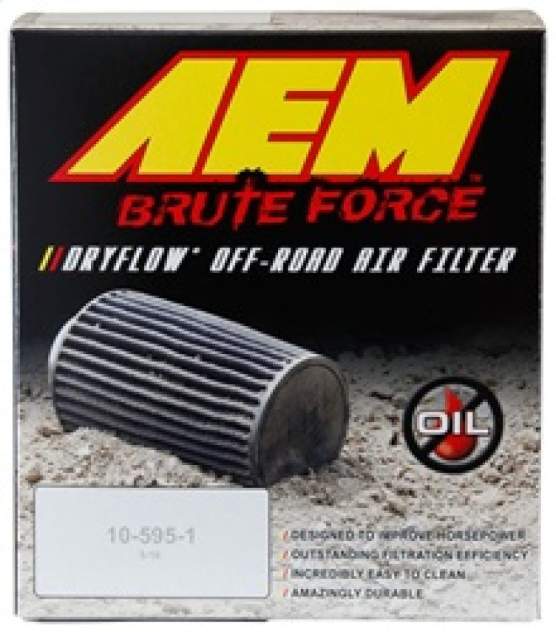 AEM Brute Force Dryflow Air Filter - Conical 6in Base OD / 5.125in Top OD / 5.25in Height